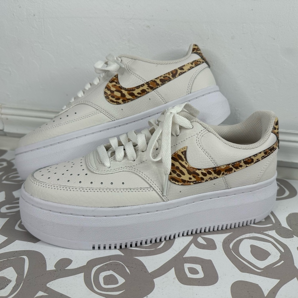 Nike Women's Court Vision Alta Shoes Leopard Print Sz 9.5 DM0113-004 Platform